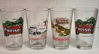 Vintage 1990s Budweiser Promotional Pint Glasses Featuring Iconic Advertising Characters