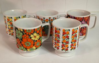 Vintage Japanese Ceramic Mugs Are Often Identified As Mid-Century Modern 'Flower Power' Pedestal Mugs