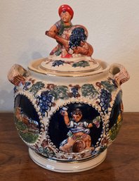Vintage Gerz German Stoneware Cookie Jar Or Lidded Punch Bowl