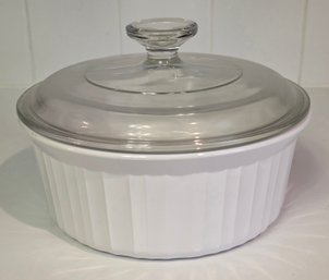Vintage Corning Ware French White Fluted Round Casserole Dish