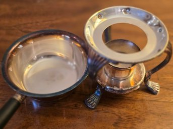 Vintage Silver Plated Sauce Warmer Set With Stand