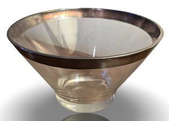 Vintage Clear Glass Bowl With Silver Trim