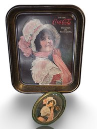 Vintage Coca Cola Metal Serving Tray And Tip Tray