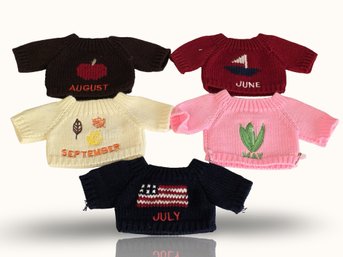 #K13 Vintage Month Theme Teddy Bear Knit Sweaters Lot