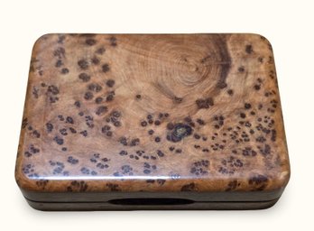 #V37 Polished Burl Wood Fly Fishing Box