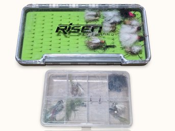 #J47 Risen And Clear Plastic Fly Fishing Boxes With Assorted Flies