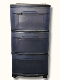 LR44 Sterilite Three Drawer Black And Clear Plastic Storage Cart