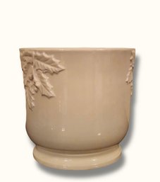 SR8 Vintage Italian White Ceramic Holly Leaf Relief Planter Cachepot 607