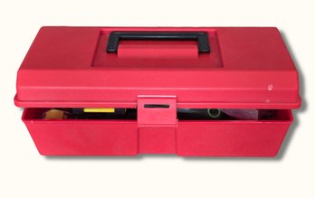 G34 Red Plastic Toolbox With Mixed Hand Tools Set