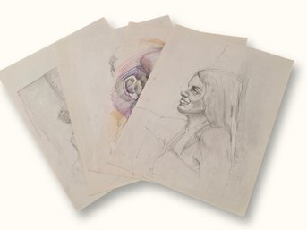 R1016 Vintage Original Figurative Portrait Sketch Art Sheets Lot