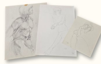 R1025 Vintage G Rogers Pencil Sketch Nude Male Female Figure Drawings