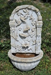 Wall Fountain Features A Delicate Relief Design Of Hummingbird And Ivy