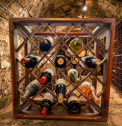#SR19 Vintage Vermillion Walnut Wood 12 Bottle Wine Rack