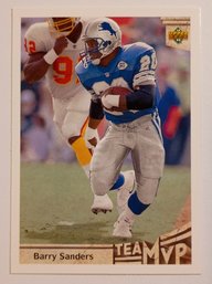 1992 Upper Deck Team MVP Barry Sanders Football Card Lions