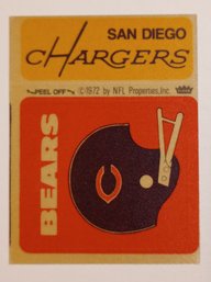1972 Fleer Team Cloth Patch Stickers Chargers / Bears Helmet