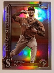 2025 Topps Chrome Sepia Refractor Bryan Woo Baseball Card Mariners