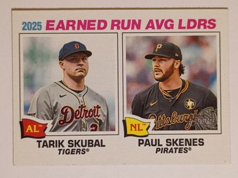 2026 Topps Heritage '25 ERA Leaders Tarik Skubal / Paul Skenes Baseball Card Tigers / Pirates