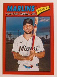 2026 Topps Heritage Red Boarder Victor Mesa Jr. Parallel Baseball Card Marlins