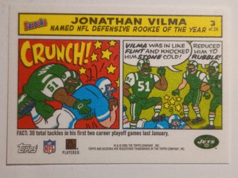 2005 Topps Bazooka Comics Jonathan Vilma Defensive Rookie Of The Year Football Card Jets