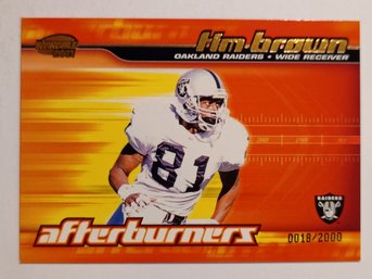 2001 Pacific Invincible #'D /2000 Afterburner Tim Brown Insert Football Card Raiders