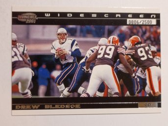 2001 Pacific Invincible #'D /2500 Wide Screen Drew Bledsoe Insert Football Card Patriots
