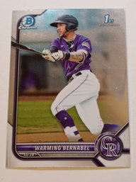 2022 Bowman Chrome Warming Bernabel 1st Bowman Prospect Baseball Card Rockies