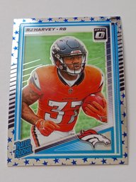 2025 Panini Donruss Optic Stars Prizm RJ Harvey Rookie Football Card Broncos