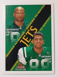 2000 Fleer Tradition Rookies To Watch Laveranues Coles / Anthony Becht Rookie Football Card Jets