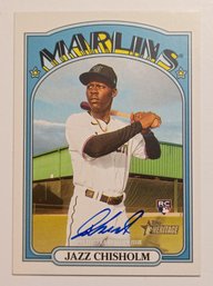 2021 Topps Heritage Jazz Chisholm Rookie Auto Baseball Card Marlins