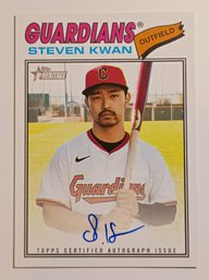 2026 Topps Heritage Steven Kwan Auto Baseball Card Guardians