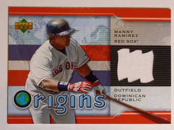 2004 Upper Deck Origins Relic Manny Rameriez Game Worn Jersey Baseball Card Red Sox
