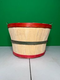 Vintage Bushel Basket With Red And Green Bands -- A9