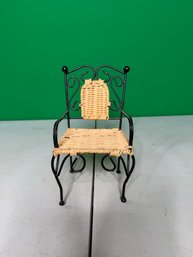 Decorative Mini Iron Chair With Woven Seat -- A12