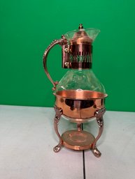 Vintage Copper And Glass Coffee/tea Warmer -- A14