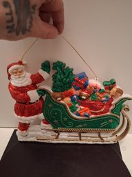 Vintage Plastic Santa Mold Glitter Paint