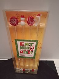 Cute Art Glass Christmas Cocktail Stirrers