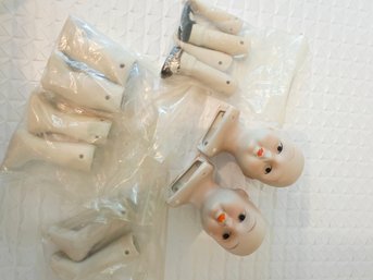 Two Porcelain Heads For Dolls And Body Parts