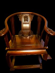Chinese Ming Dynasty Style Hongmu Carved Rosewood Armchair Chair With Carved Armrest
