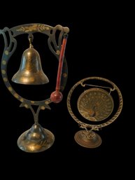 Two Items, A Brass Bell And A Gong