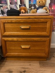 Single Vintage Thomasville 'Young Furniture' Oak Two-drawer Nightstand