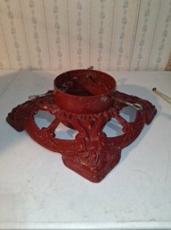 Antique Red Christmas Tree Stand 14 And A Half By 14 And 1/2 Wide