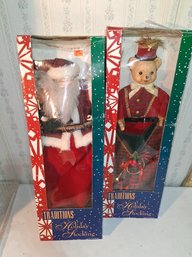 Vintage Traditions Holiday Stockings Santa Claus And Teddy Bear