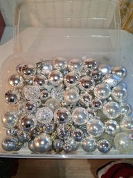 Large Bin Silver Glass Christmas Bulbs