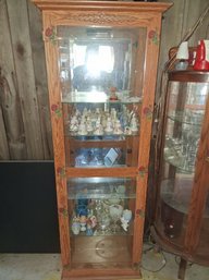 Vintage Glass Curio With Side Glass Doors With Content