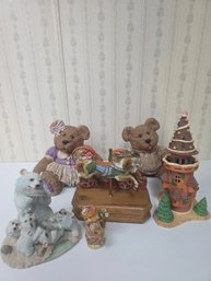Bears And A Carousel Horse Figurine
