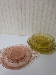 Amber And Pink Federal Glass, Depression Glass
