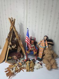 Native American Doll Set With A Teepee, Dreamcatcher,