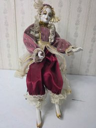 Vintage Porcelain Harlequin Doll