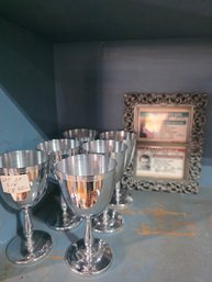 Set Of 6 Metal Cups And A Metal Frame