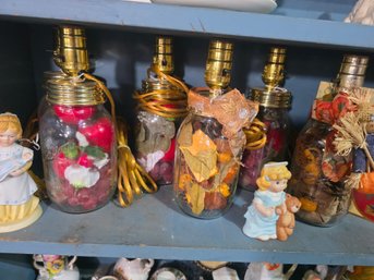 7 Lamps Made From Mason Jars, Figurines
